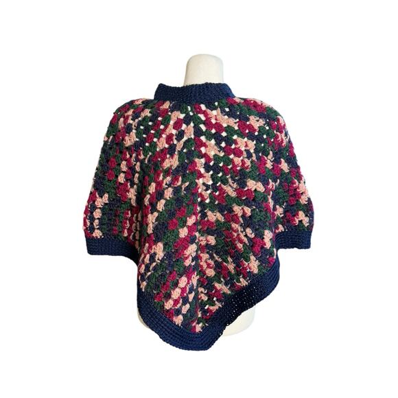 Vintage 70s Handmade Poncho Chunky Knit Child's‎ One Size Retro Pullover Shawl - Picture 4 of 8